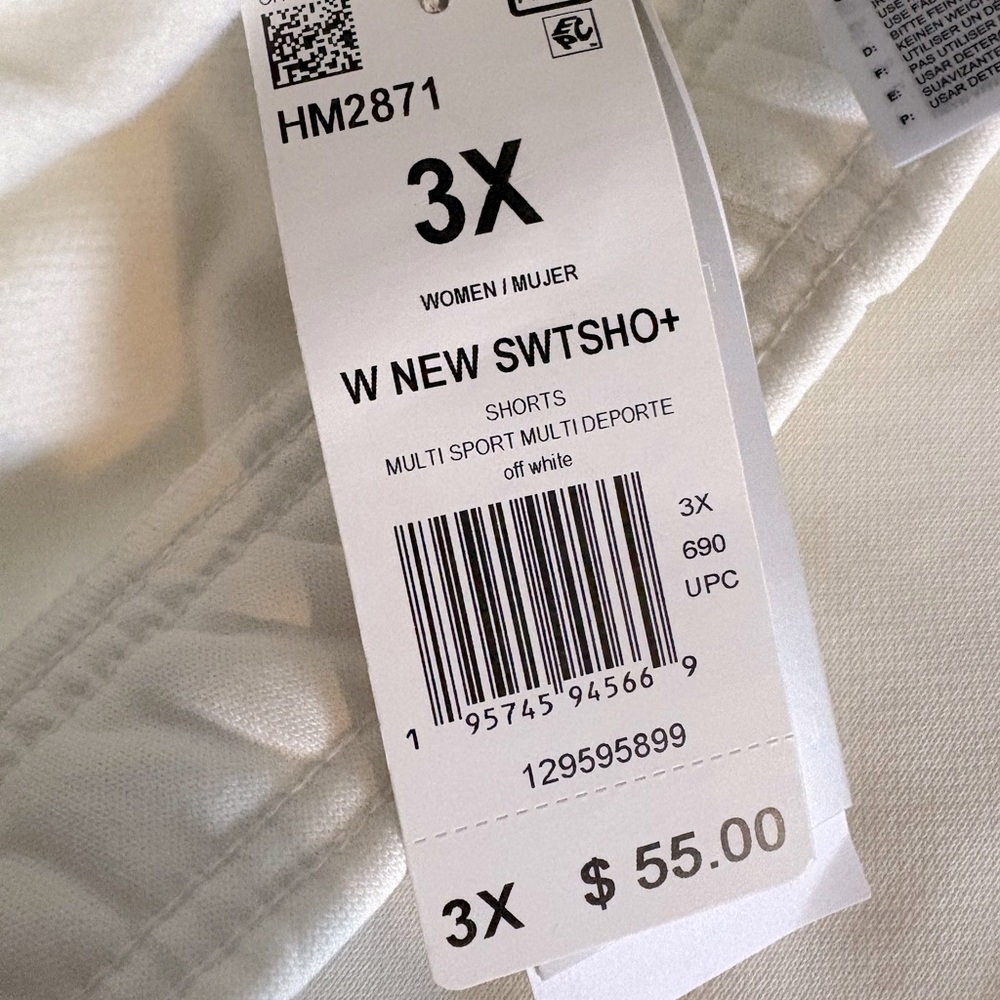 NWT [Adidas] Ps Fleece Drawstring Sweatshorts In Off White Women’s Plus Size 3X - Picture 12 of 14